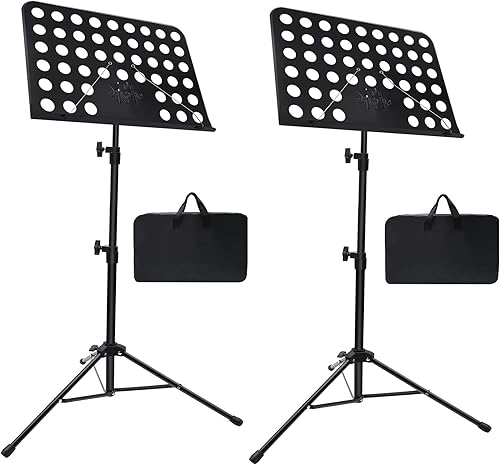 Soporte para partituras, paquete de 2 soportes de música ajustables con bolsa de transporte, soporte profesional para libros de música para