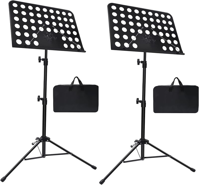 2 Pack Adjustable Music Stand with Carrying Bag | for Guitar, Ukulele, Violin Players(Standard Version, 2 Pack)