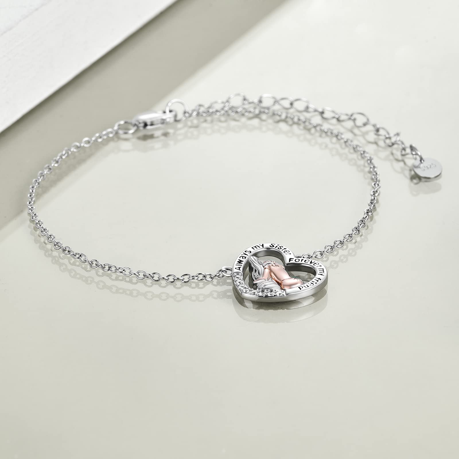 TOUPOP Schwester Armband 925 Sterling Silber Freundschaft Armband für 2/3 Schwestern Damen Schmuck Geschenke für Schwester Beste Freundin Geburtstagsgeschenk Weihnachtsgeschenke