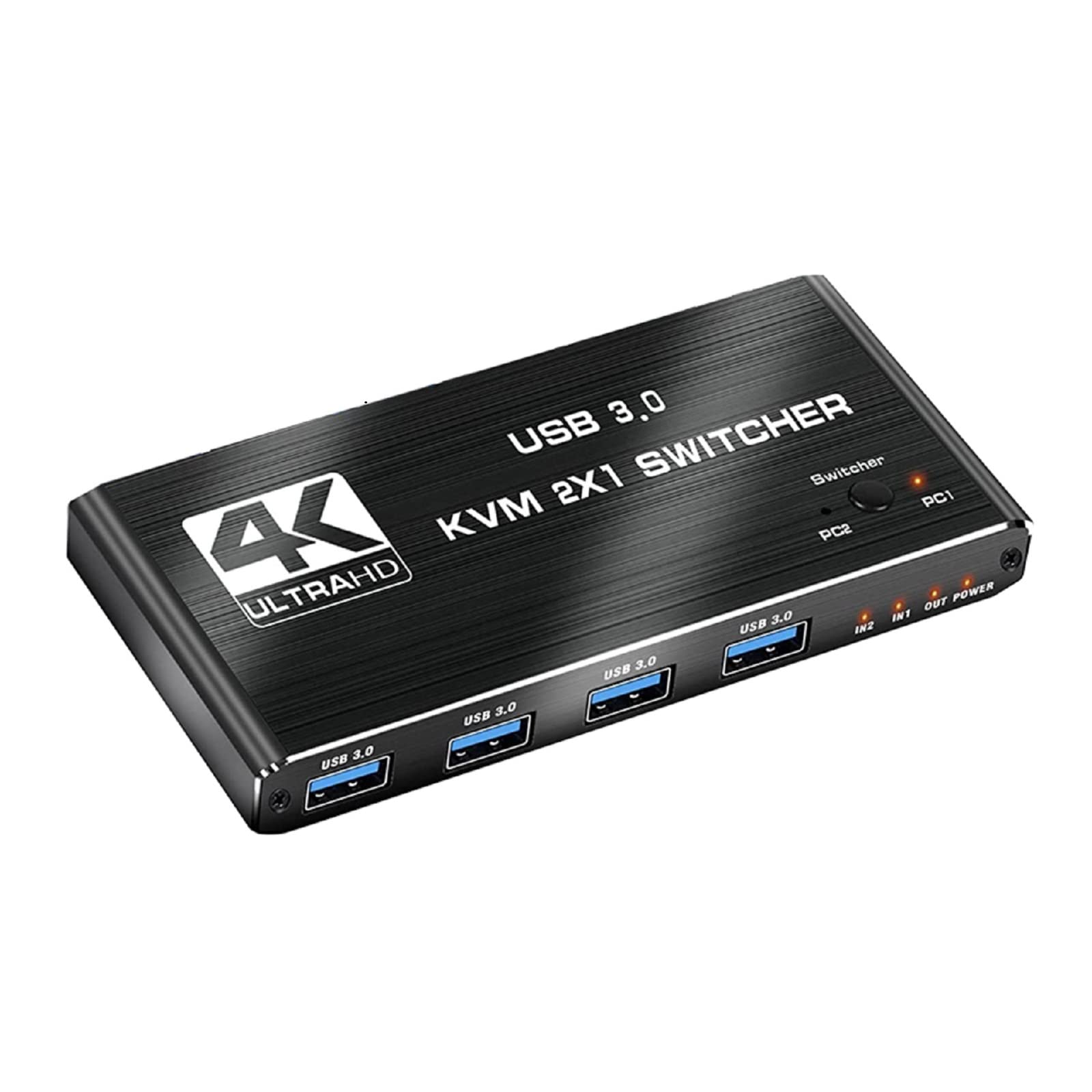 TECKEEN 2x1 Dual Monitor Switch Device Monitor Sharing Switch Selector Box 2 in 1 Out HDMI USBx4 KVM Switch USB 3.0 KVM Switcher