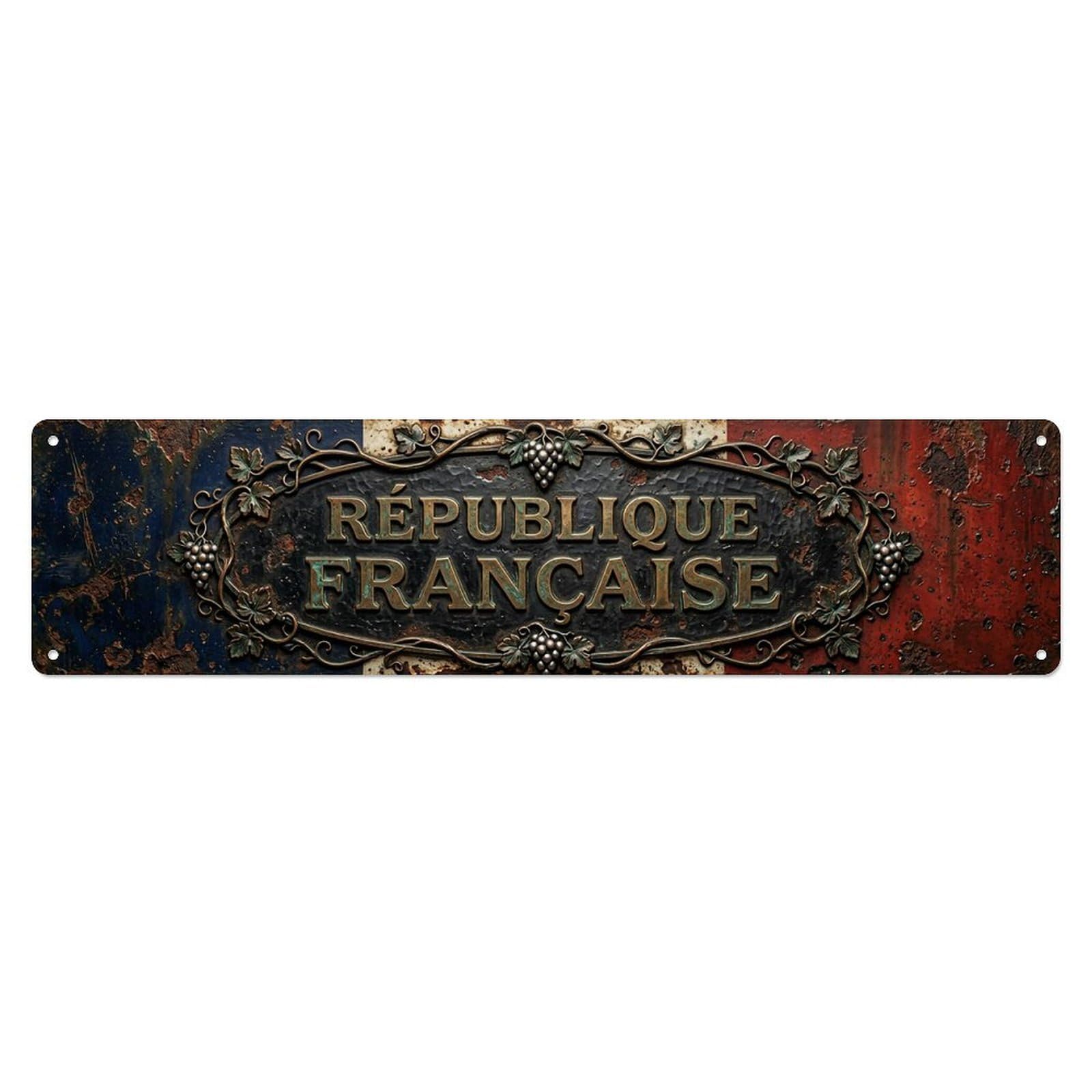 Okahys 4X16inch(10X40cm) France Flag Historic Icon Vintage Metal Tin Sign