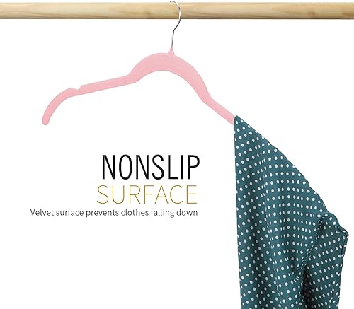 Miniatura 3 de ManGotree Paquete de 50 perchas de terciopelo para camisas, perchas de 16.5 pulgadas con gancho giratorio de 360, perchas antideslizantes para