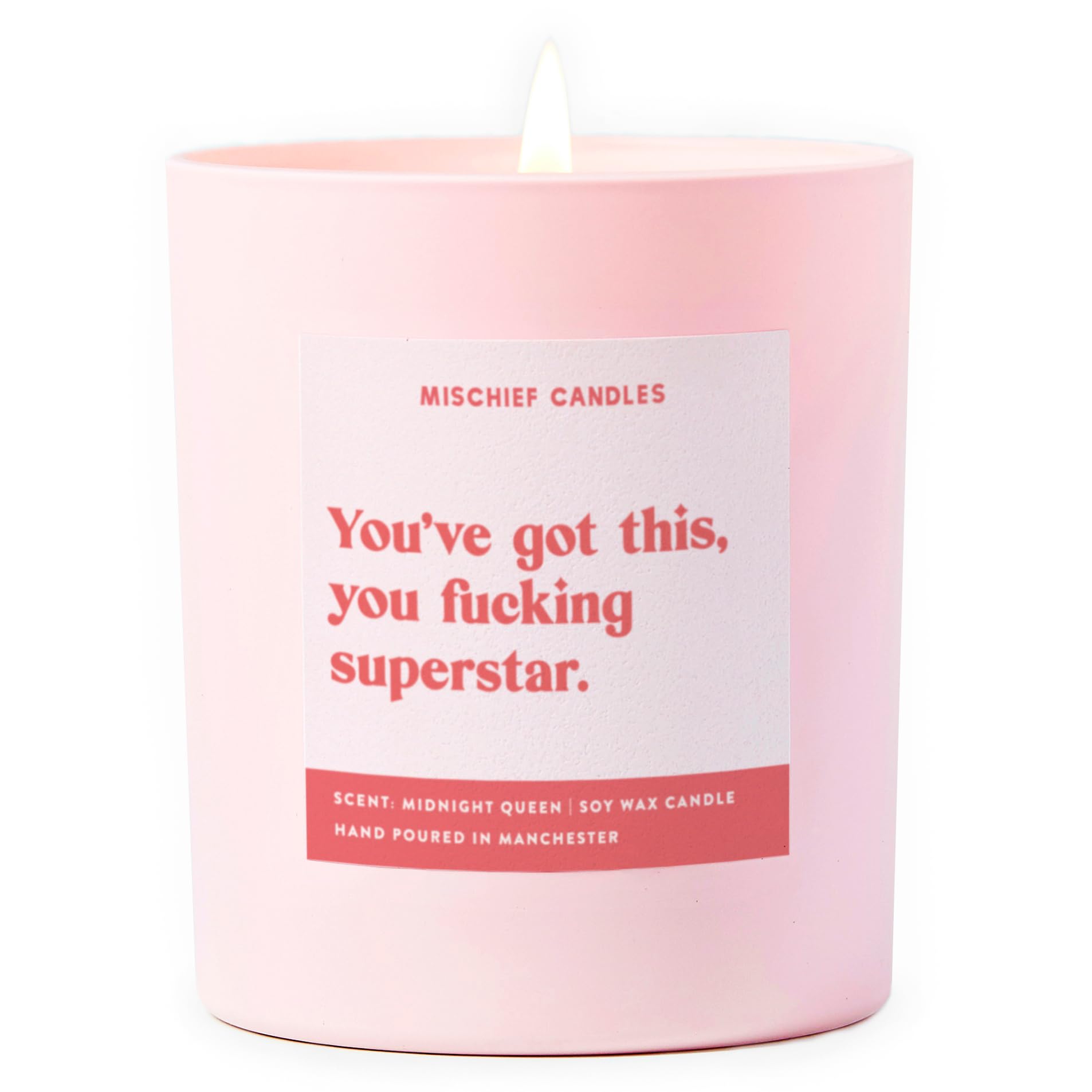 Funny Well Done Gift for Her Congratulations Gifts Scented Soy Wax Pink Candle (You've Got This Superstar)