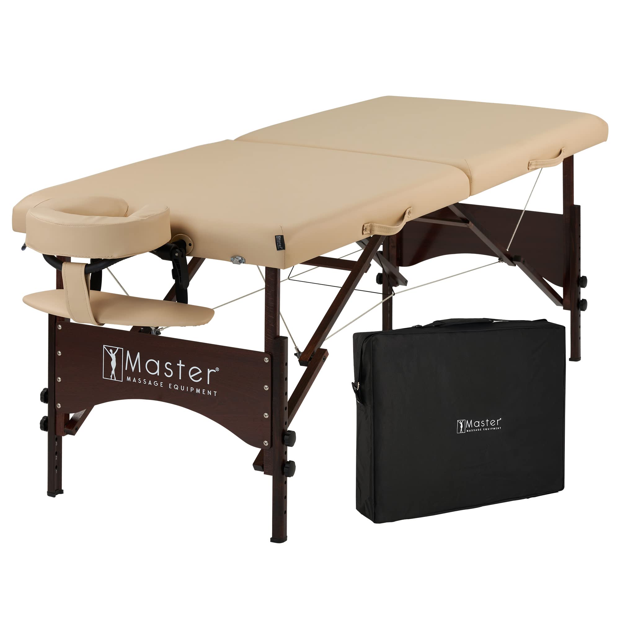 Master Massage 28" Argo Portable Massage Table in Cream with Walnut Legs- Spa Bed for Tabletop Exercise & Massage- Beauty Bed Tattoo Bed- Lash Table