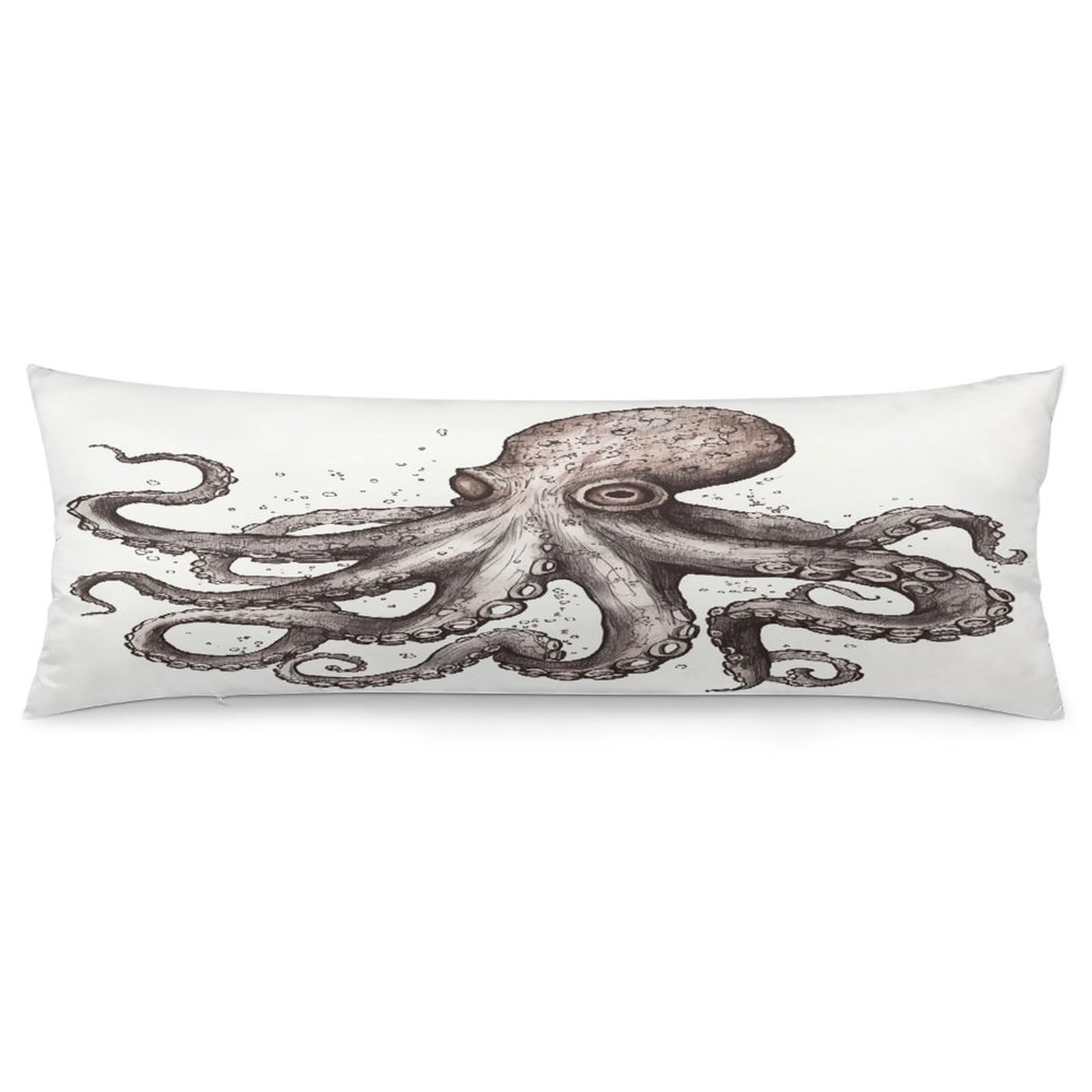 Octopus Body Pillow Cover Super Soft and Cozy Body Pillowcase Long Side Hidden Zipper Pillow Cases Breathable & Cozy Pillows Case Cover for Fall Winter 19x53 in