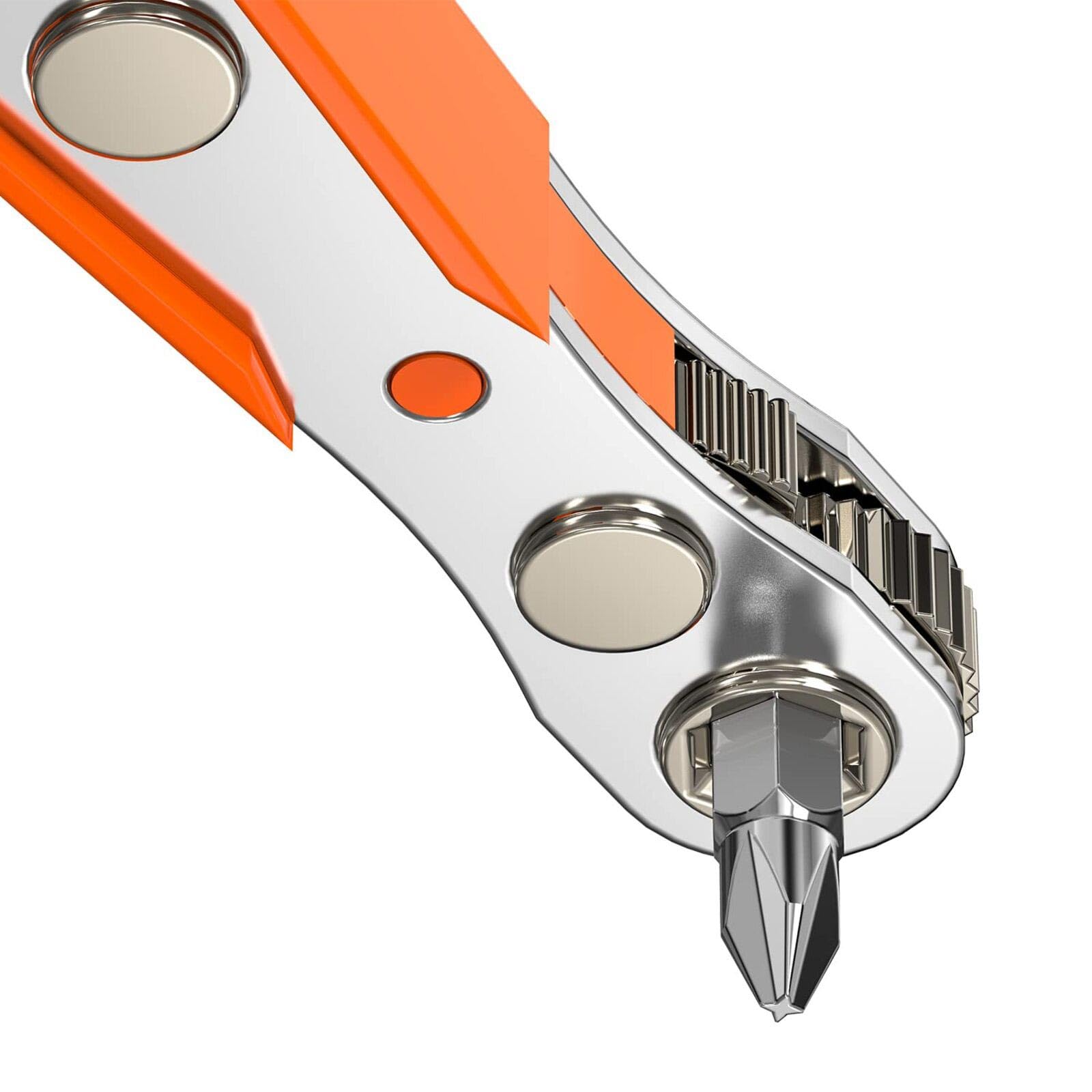 Right Angle Phillips Magnetic Screwdriver for Awkward Spaces, 1/4” PH2 Mini Ratchet Wrench 1/4 Inch Drive High Torque Offset Reversible Mini Ratcheting Offset Screwdriver for Tight Areas
