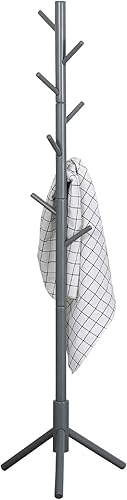 Miniatura 7 de Perchero resistente para sombrero, árbol, perchero para ropa, bufandas, bolsos, paraguas (8 ganchos, gris)
