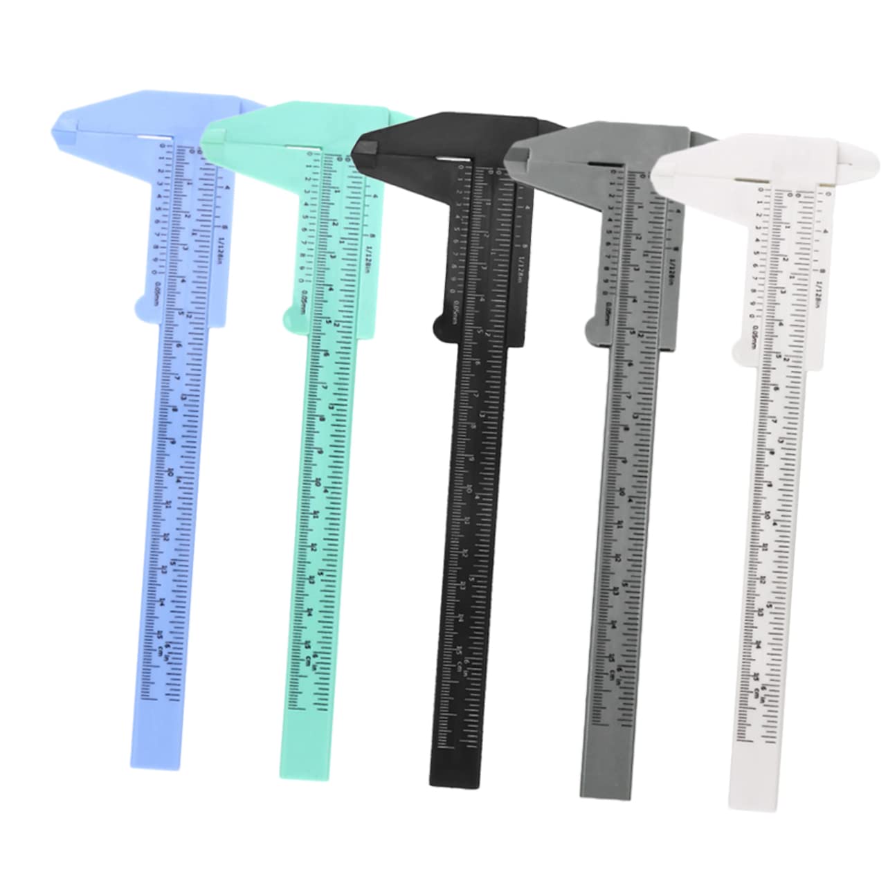 NULYLU Eyebrow Ruler Stencil 5pcs Portable Caliper Precision Measuring Tool 0-150mm Plastic