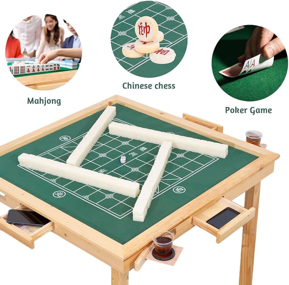 Stół Mahjong, kwadratowy składany stół do gry w pokera, gier planszowych i gier karcianych – wielofunkcyjny design dla rozrywki