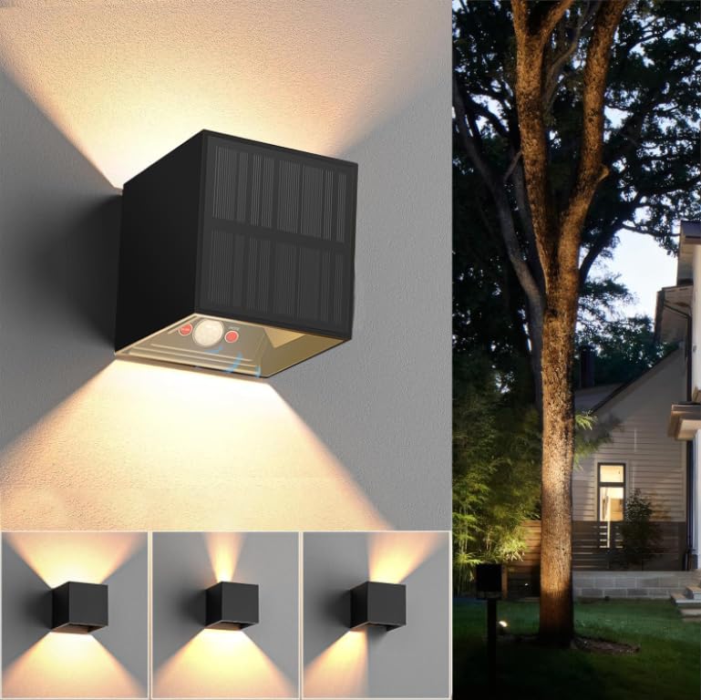 YrgePowk 1 Stück Solarlampen für Außen - solar Wandleuchte Aussen mit Bewegungsmelder Warmweiß Solar Wandlampe mit Einstellbar Abstrahlwinkel Solar Lampe IP65 Wasserdicht Garten Solarleuchten
