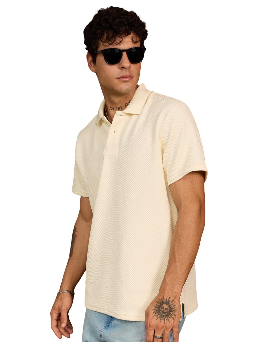 Polo texturé homme manches courtes col ouvert coton stretch - 6