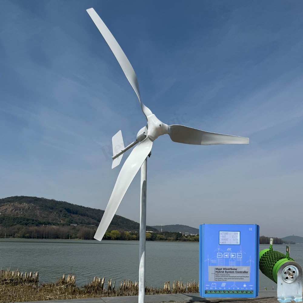 3000W Windkraftanlage Windgenerator 24V 48V 96V Permanentmagnet Generator mit Hybrid MPPT Laderegler Windturbine für Hausgebrauch Windenergie (24V mit MPPT Laderegler)