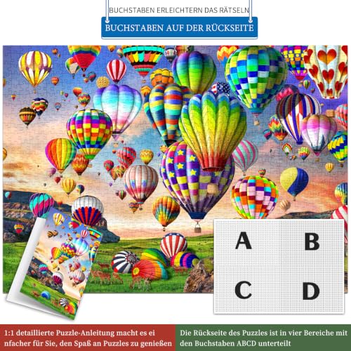 HUADADA Puzzle 1000 Teile Erwachsene-Bunter Heißluftballon – Ansicht 3