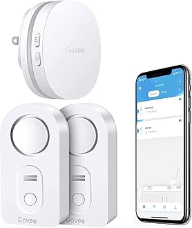 Govee WiFi Water Sensor 2 Pack, 100dB Adjustable Alarm and App Notifications, Leak and Drip Alerts by Email, Detector for Home, Bedrooms, Basement, Kitchen, Bathroom, Laundry(Not Support 5G WiFi)