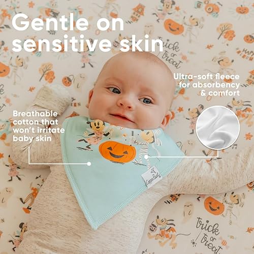 Miniatura 348 de Copper Pearl Paquete de 4 baberos de algodón suave para babeo y dentición, baberos absorbentes para bebés niñas y niños, ajustables para adaptarse a