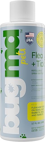 BugMD Concentrado de pulgas y garrapatas (3.7 onzas) - Fórmula impulsada por aceite esencial, controla pulgas, garrapatas, ácaros en perros, gatos y