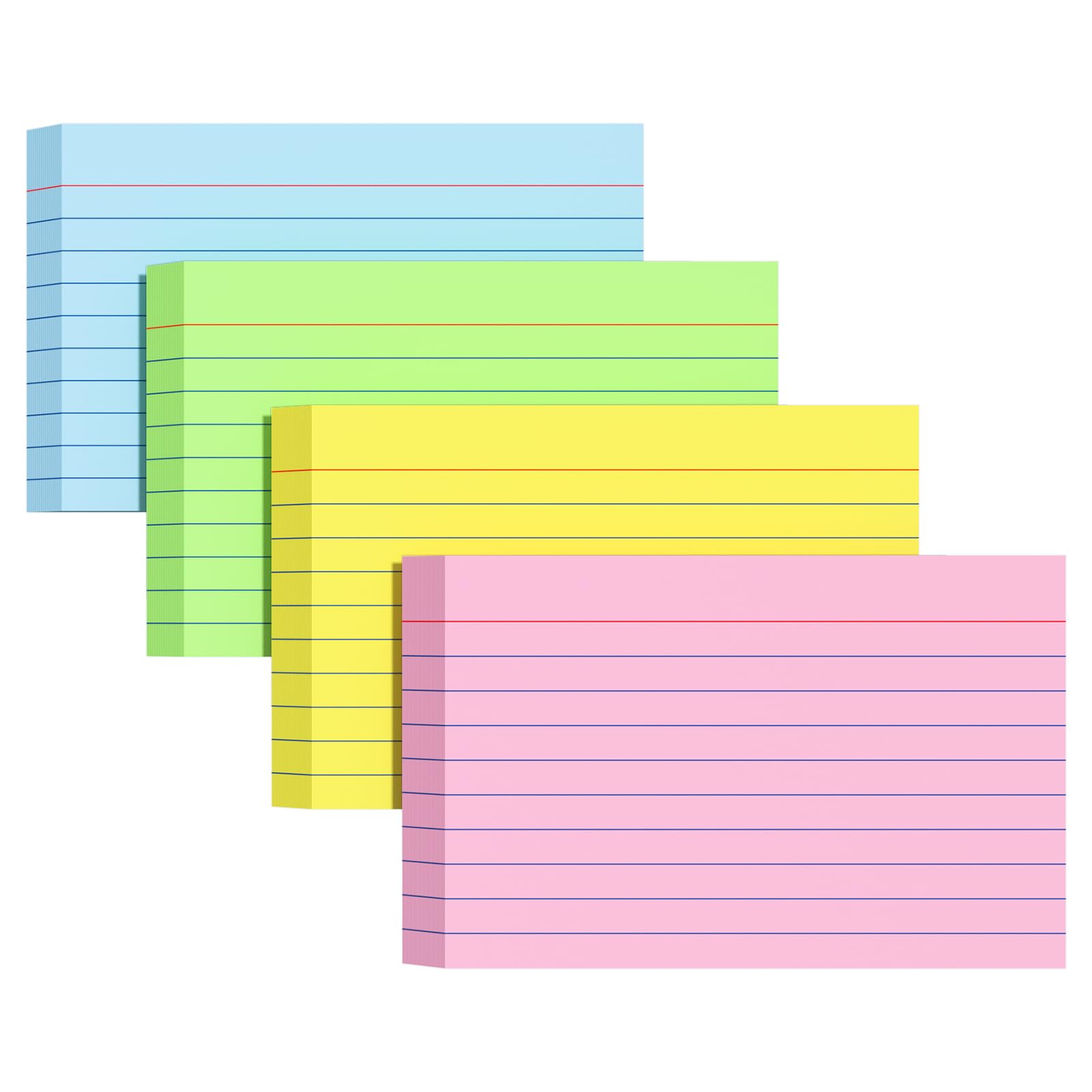 Index Cards 4x6, Colored Flash Cards, Lined Flashcards Notecards, Note Cards for Studying, 180GSM Study Card, 200 Count, 4 Pack of 50