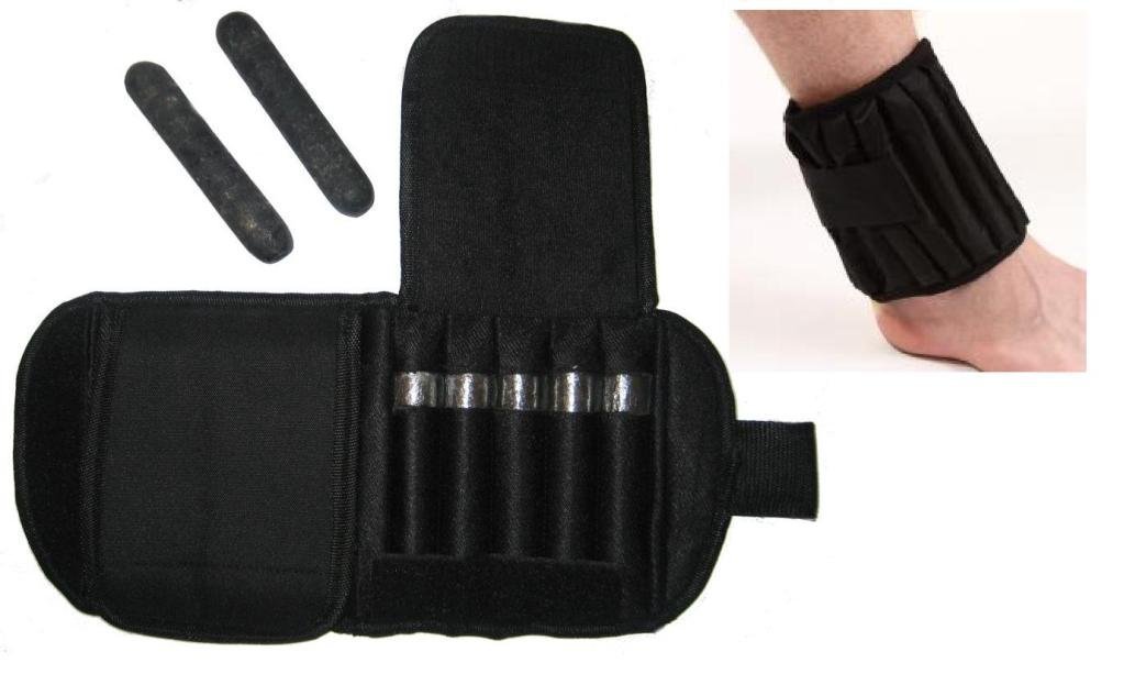 Senshi Japan Verstelbare enkelgewichten zwaarste draagbare gewichten voor joggen, hardlopen, aerobics, yoga, wandelen pols en enkelgewichten (standaard 5 kg (2 x 2,5 kg