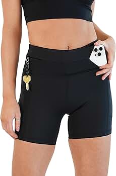 FlipBelt Womens High Waisted Compression Biker Shorts with