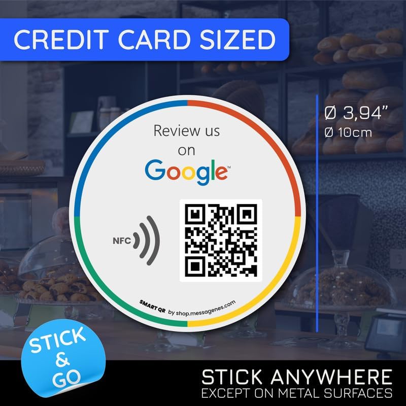 Reusable Review Tap Sticker for Google Reviews, 10-Stickers Pack, QR & Tap NFC Sticker, Review Us on Google Tap Sticker - Image 4
