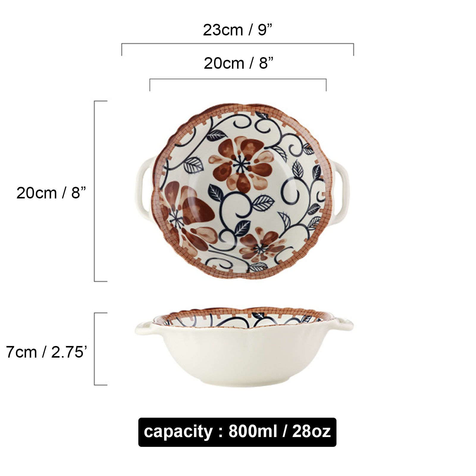 Vaisselle Bol à soupe ramen en céramique, tasse à soupe, bol en céramique, bol à ramen en céramique, grands bols pho, bol à soupe allant au micro-ondes, bol à nouilles Udon-Fu-23x20x7cm,800 ml (couleu