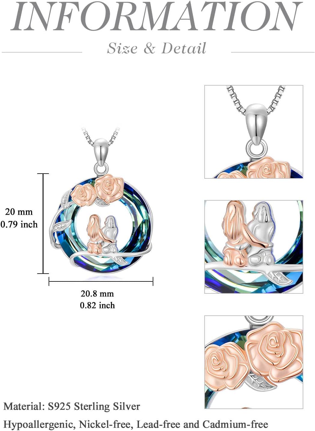 OCJ Christmas Sister Gifts from Sister Sterling Silver 2 to 5 Sisters Necklace for Women Rose Flower Crystal Female Friendship Jewelry Birthday Gifts for Her - Image 6