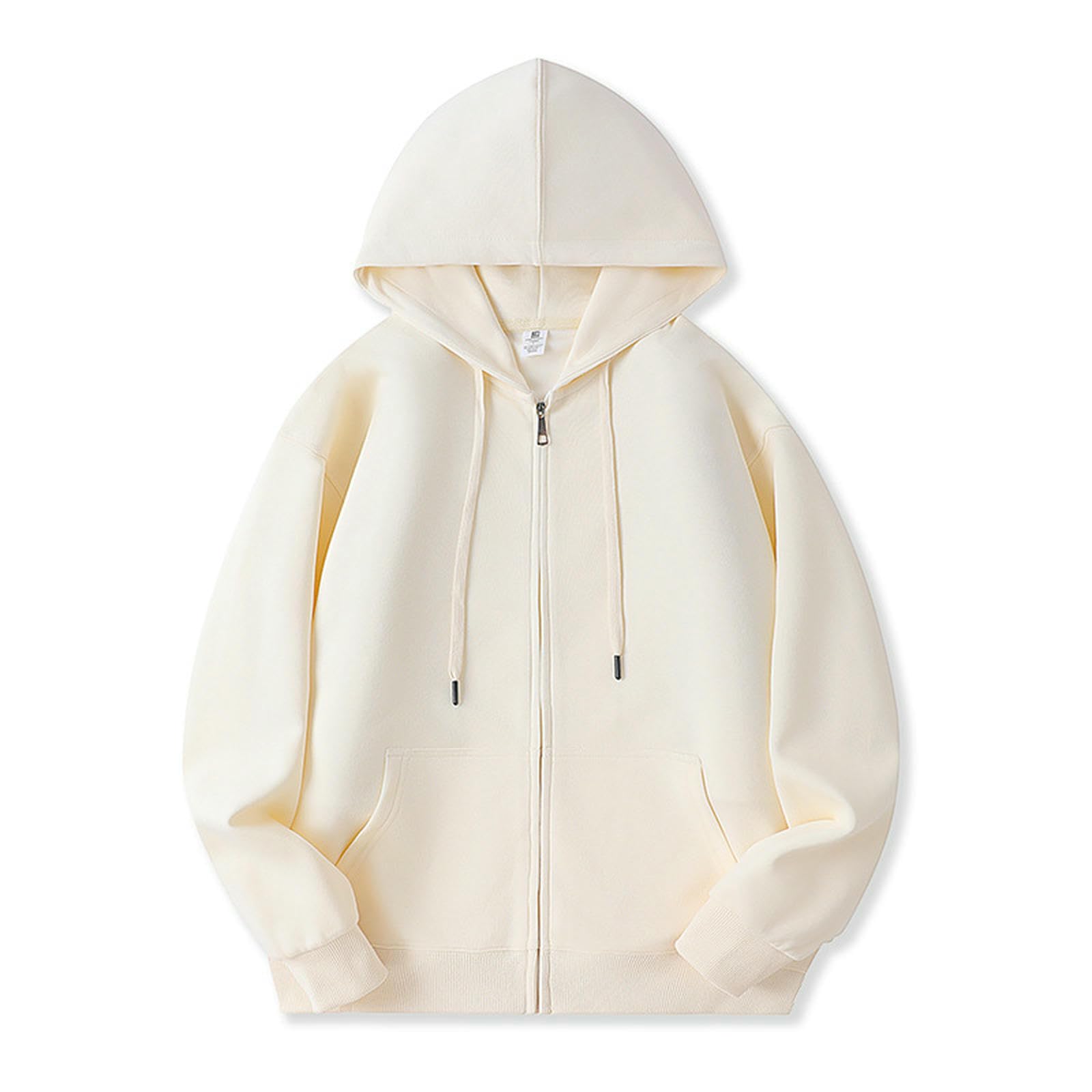 Bluza damska Hua Cotton Full Zip Hoodie z długim rękawem stringi -bluza z kapturem z kieszeniami-szary-konopny-M (100-115 Jin)