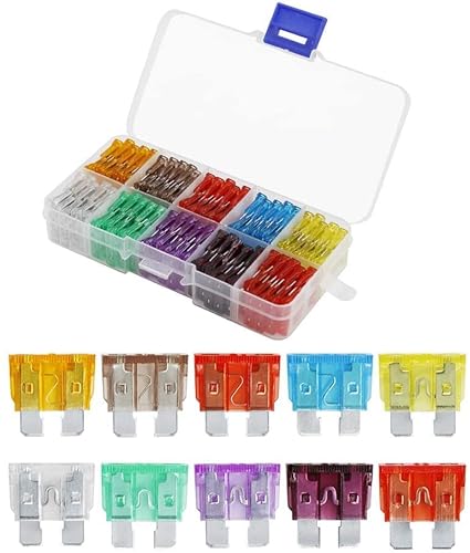 Road Passion 100pcs 5A 7.5A 10A 15A 20A 25A 30A 35A 40A 50A Fusible de hoja estándar para automóvil surtido, fusible mecánico para vehículo, motocicleta, automóvil, barco, camión Cover