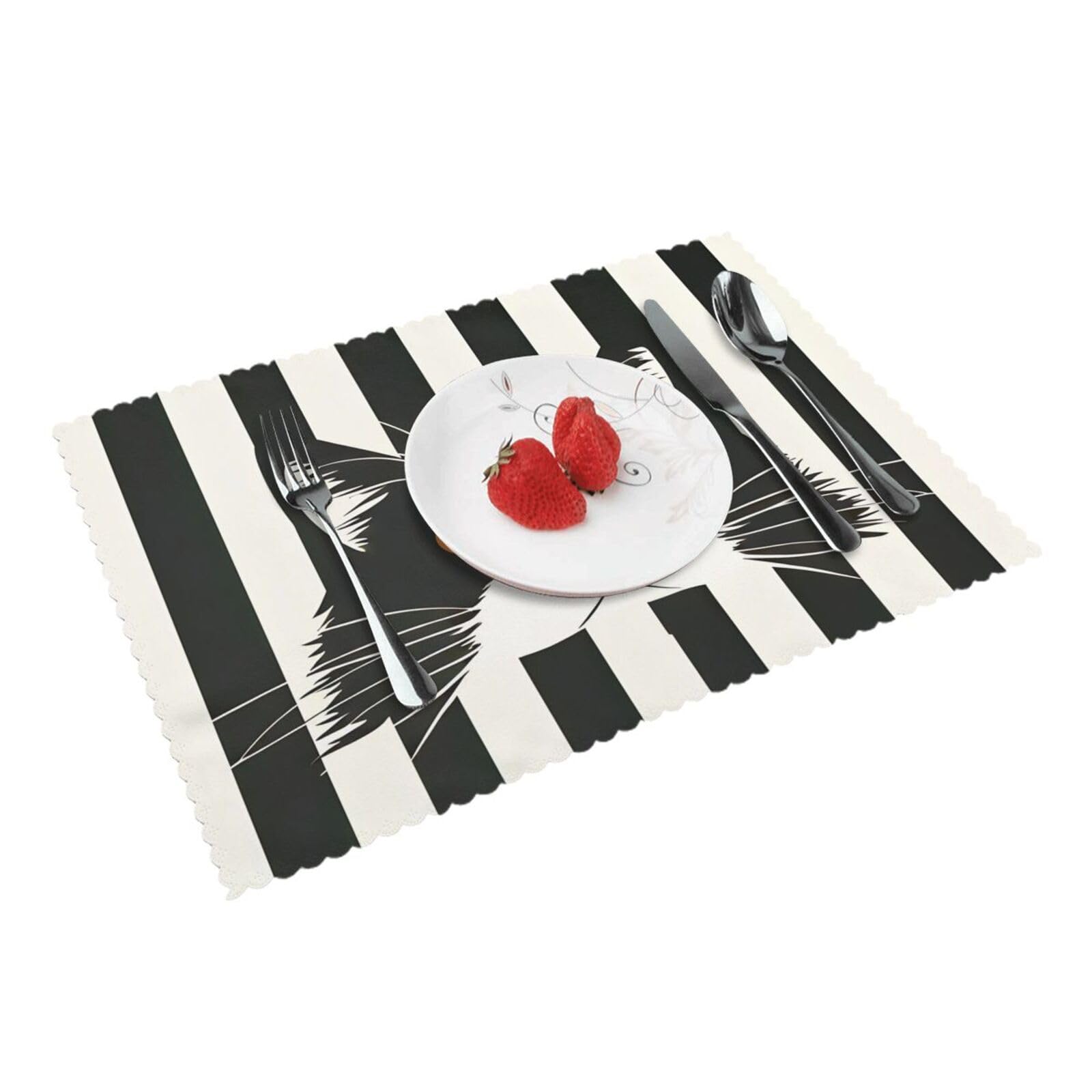 Cute cat (2) Placemats Set of 4 Print Table Mats Place Mats Table Decor for Kitchen Dining 12X18 in