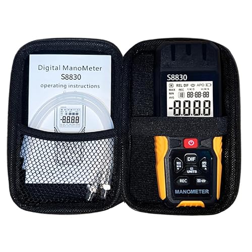 Dual-Port Manometer with Storage Box,36.8kPa/147.7inH2O Air Pressure Meter,HVAC Digital Manometer Gas Pressure Tester,11 Selectable Units,Positive/Negative Pressure/Differential Pressure Gauge - Thumbnail 5