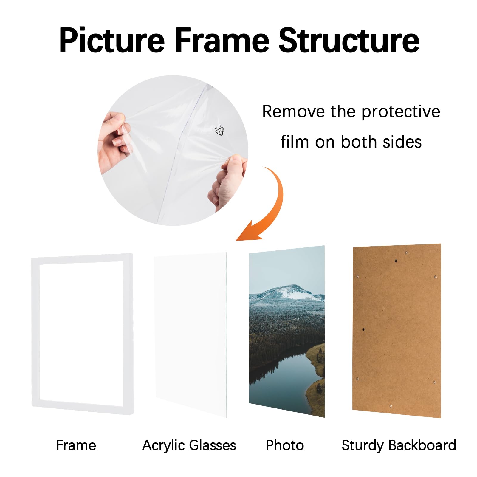 kollyseek Set of 3 30x40cm Picture Frame with Acrylic Glass 12x16in Photo Frame for Hanging and Display Modern Decorative Poster Frame for Desktop/Wall Mounting(White) - Image 3