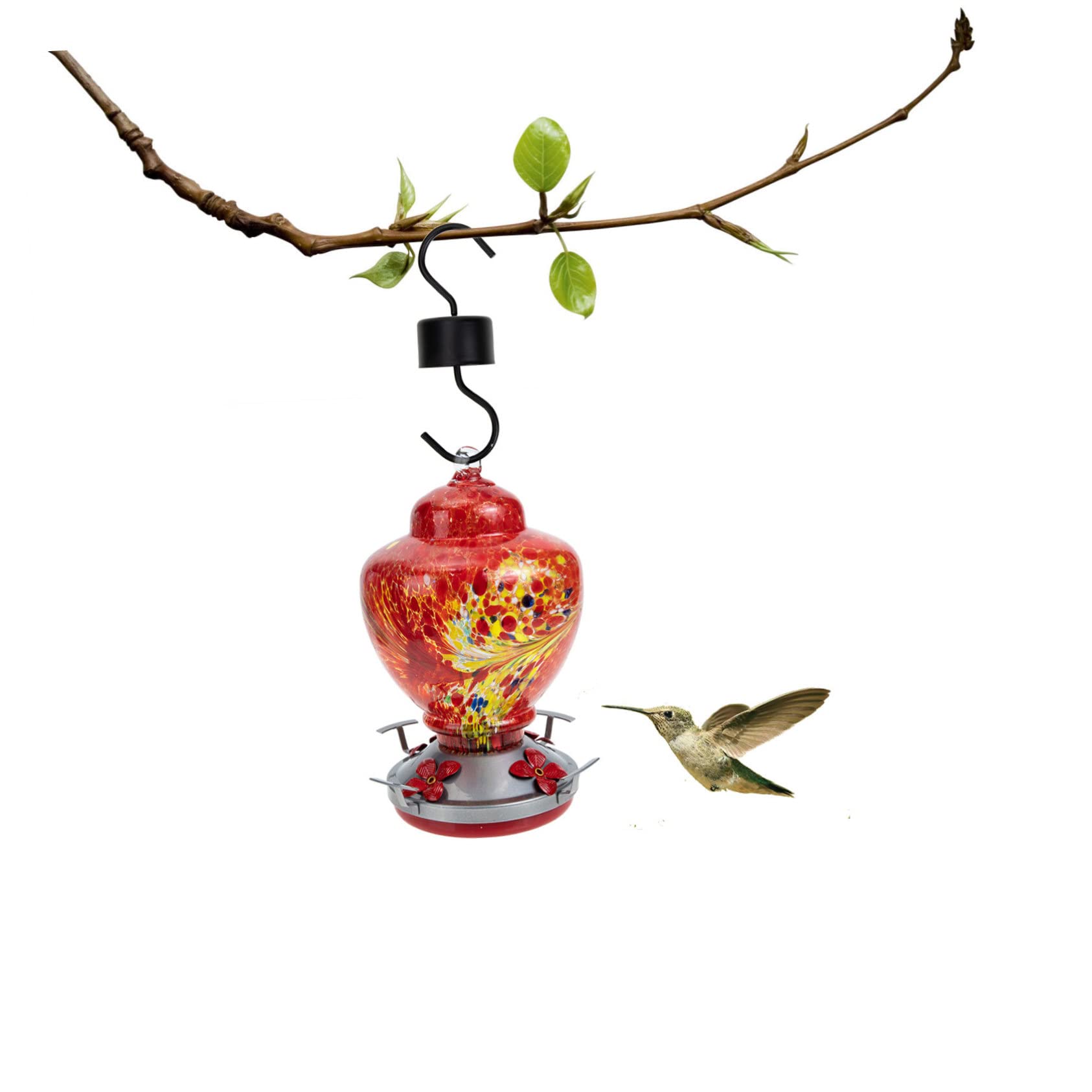 ABOOFAN Comedero Colgante para Pájaros para Colibríes Cuenco Decorativo de Vidrio para Agua Adorno para Jardín