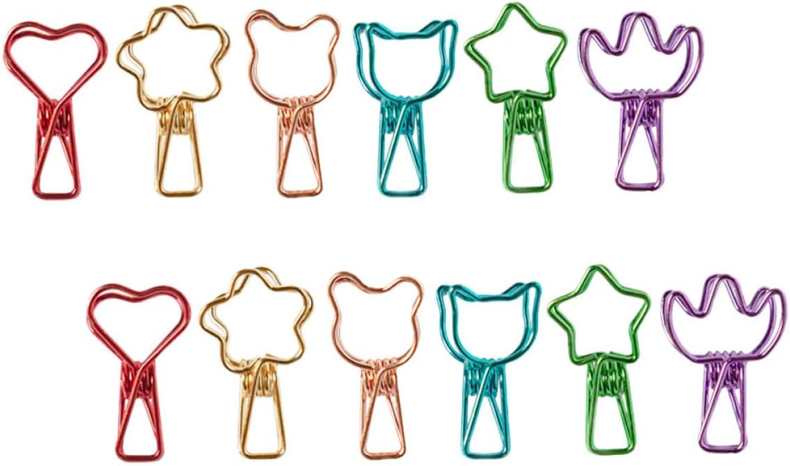 SEWACC 12pcs Colorful Metal Binder Clips Long Tail Paper Clips Creative Office Document Clamps Cute Desk Accessories for School and Home Organization