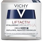 Vichy LiftActiv Hyaluronique Acide visage hydratant pour le jour et la nuit. Formulé avec l'acide hyalurique & Vitamine C, Sans parabène, Convient pour la peau sensible, Dermatologue recommandé, 50mL