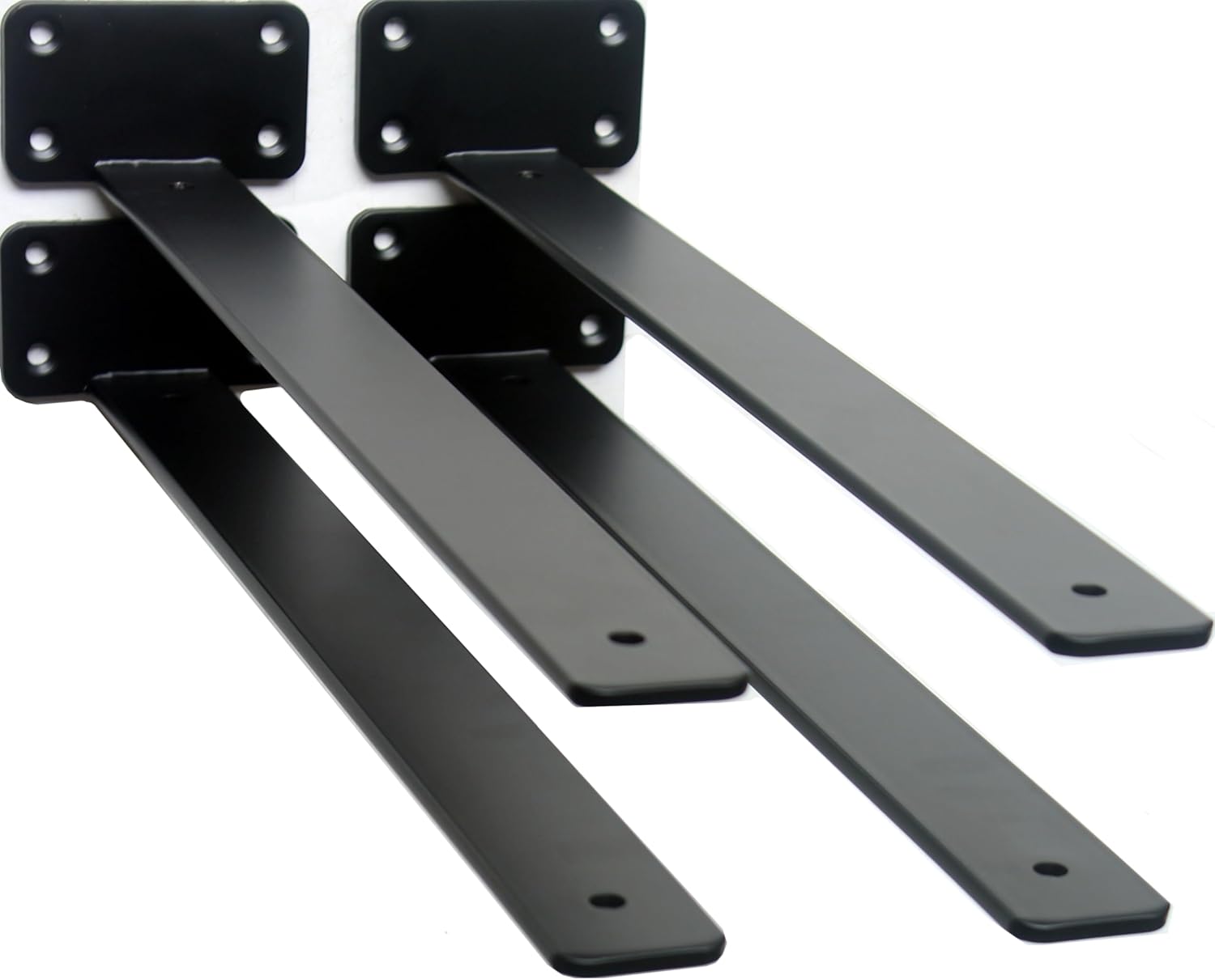 4 Pack - 18 inch Black Hidden L Shelf Bracket (1/5 Inch Thicked) Iron Shelf Brackets, Metal Shelf Bracket, Industrial Shelf Bracket, Modern Shelf Bracket, Metal L Brackets for Shelves Support Black 4 Pack 18 Inch