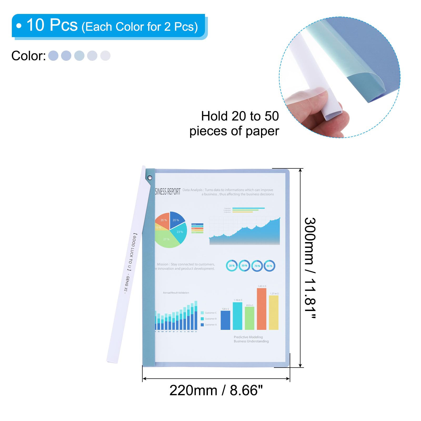 PATIKIL Clear Plastic Folders with Full-Edge Swing Clip, 10 Pcs Report ...