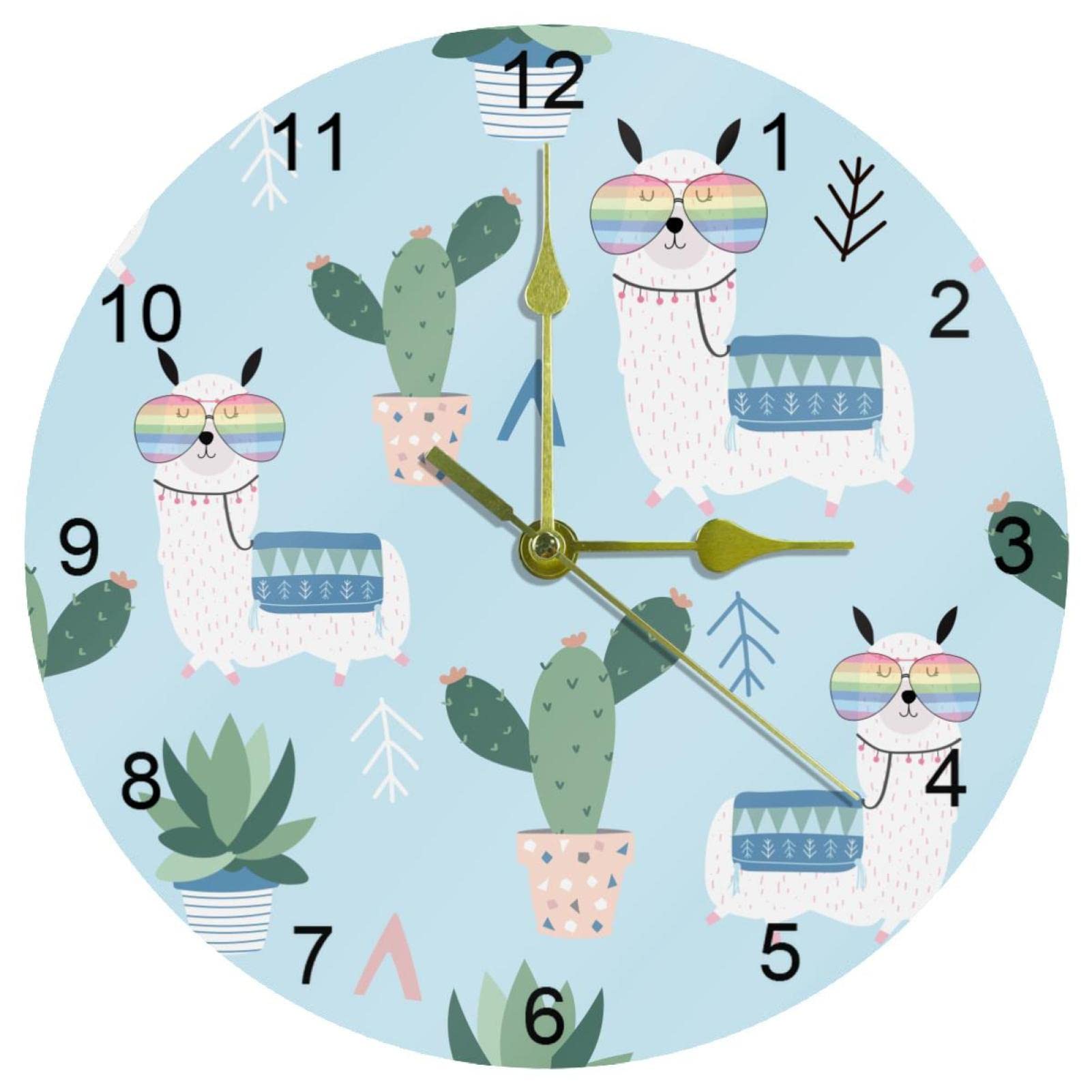 Horloge murale cactus silencieuse de 25 cm à chiffres arabes