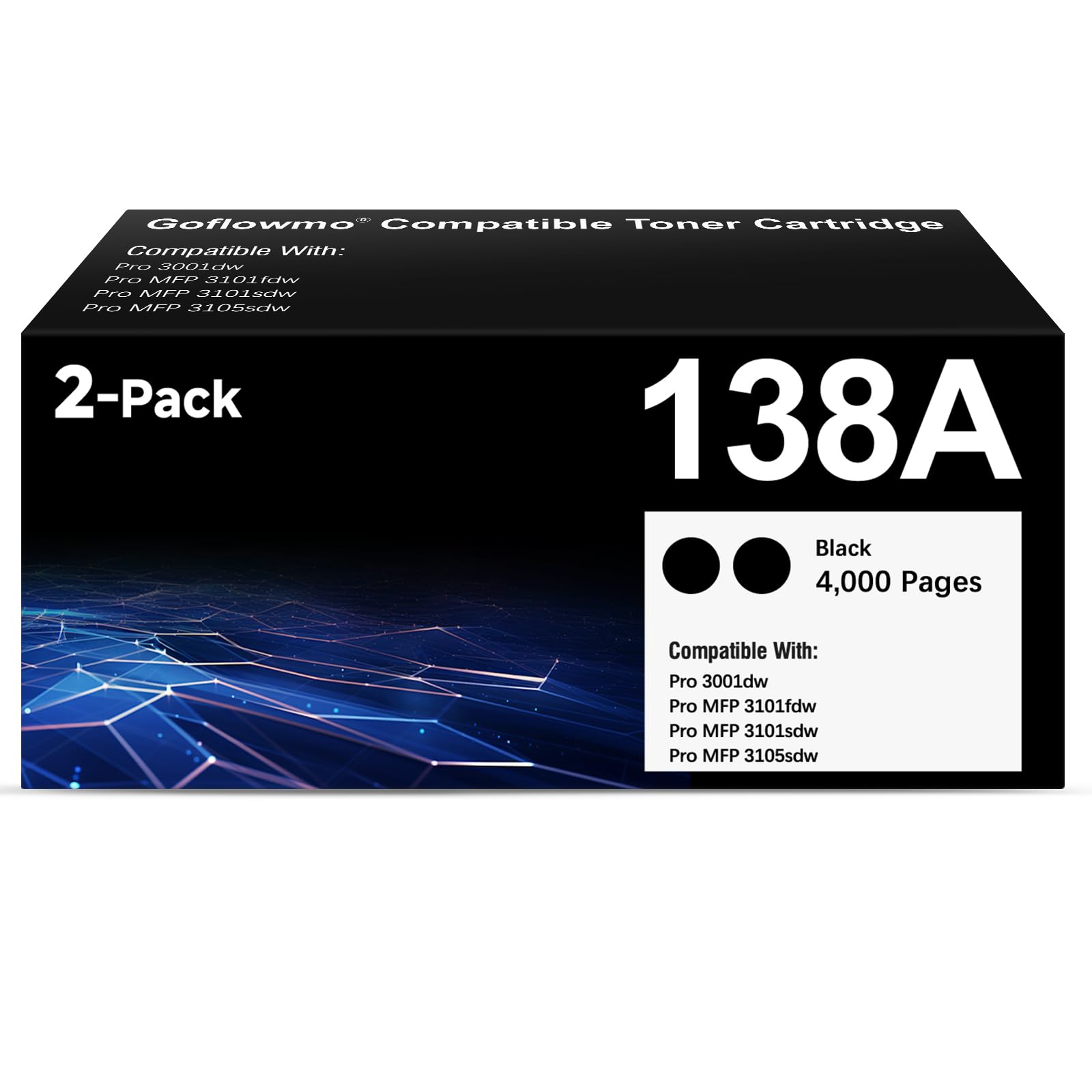 Photo 1 of GoFlowmo 138A Black Toner Cartridge 2-Pack