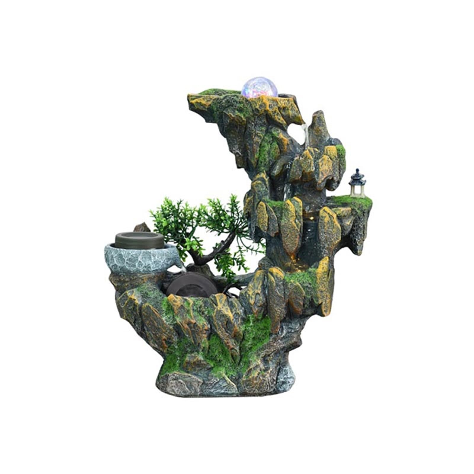 water feature Rockery Water Waterfall Plants Desktop Fountain Home Office Decorations
