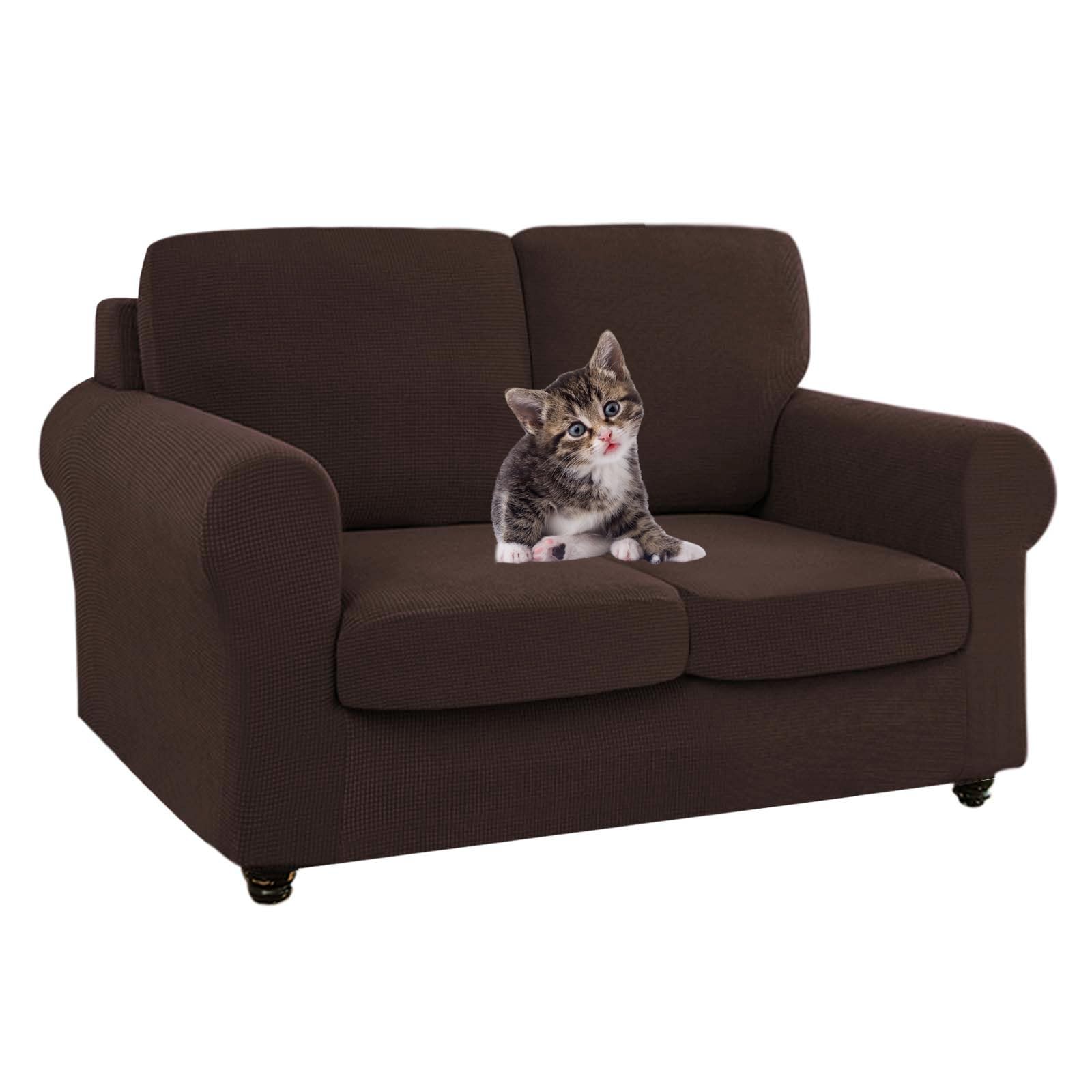 SYLC Ektorp Sofa Cover with Seat Cushions Covers and Backrests Covers Sofa Covers Stylish Stretch Jacquard Couch Slipcover Protector (Coffee,Sofa+2 L Seats+2 L Backs)