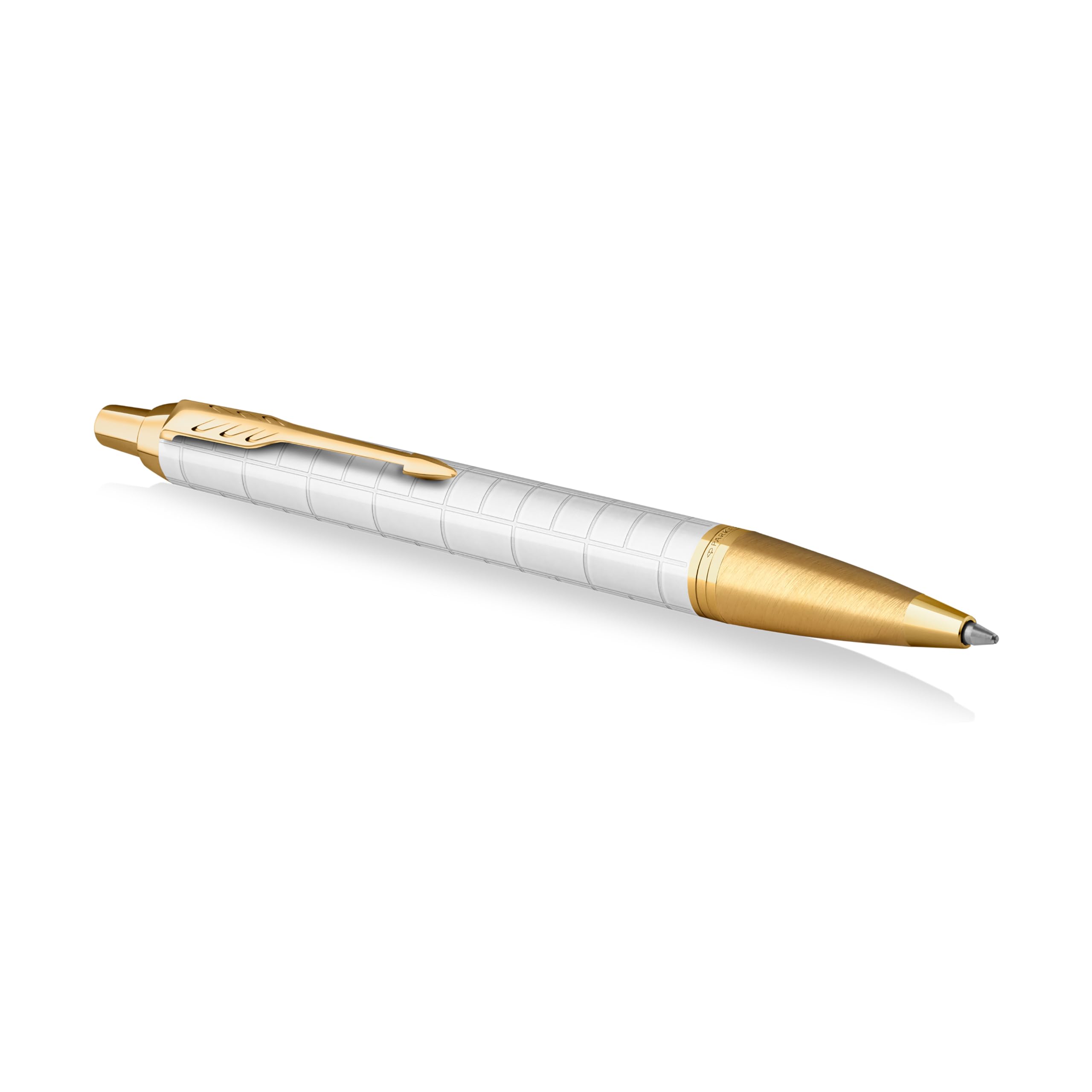 Parker IM Ballpoint Pen | Premium Pearl Lacquer with Gold Trim | Medium Point with Blue Ink Refill | Gift Box
