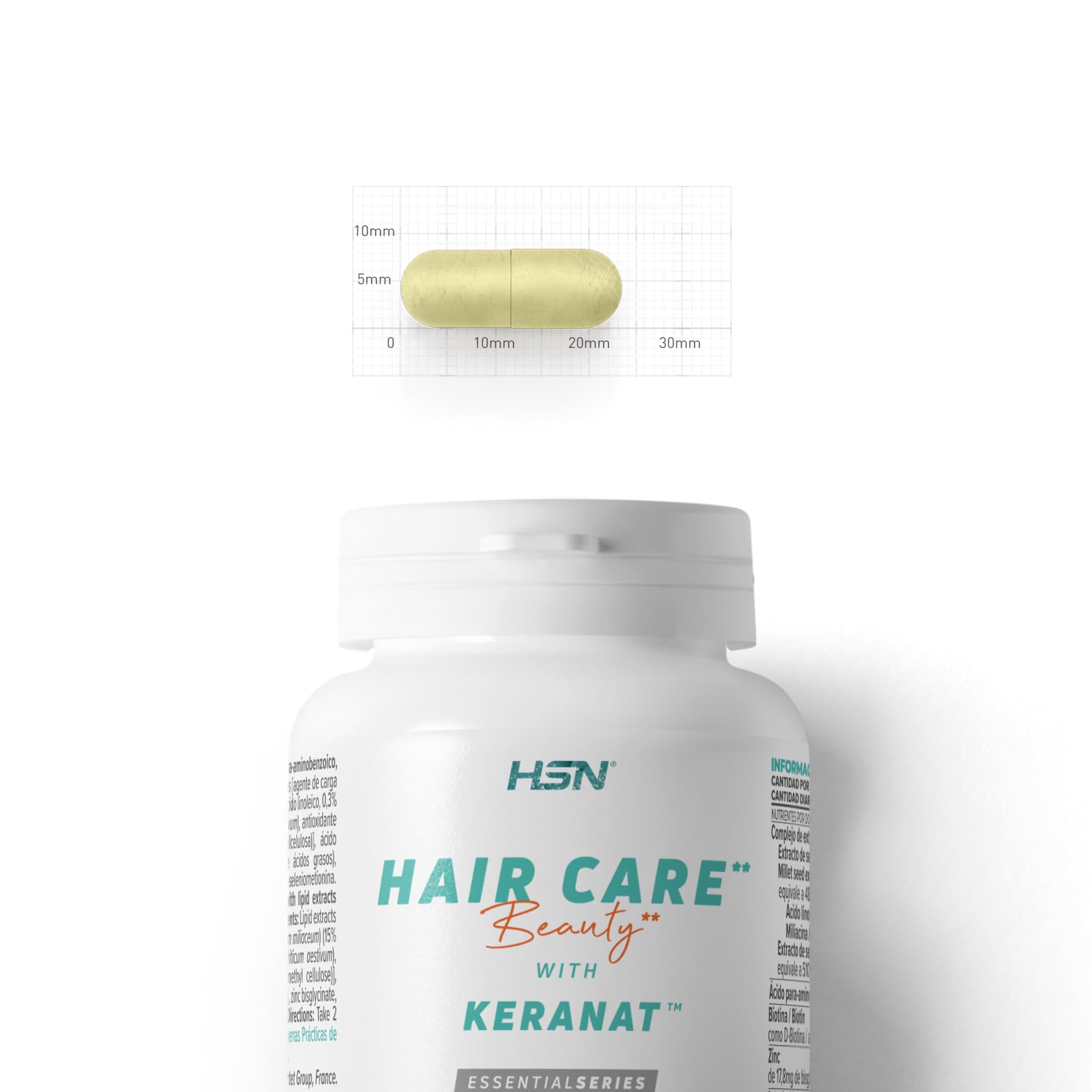 HSN Hair Care Cuidado del Cabello* (con Keranat™) | 60 Cápsulas Vegetales | *La biotina contribuye al mantenimiento del cabello en condiciones normales | No-GMO, Vegano, Sin Gluten