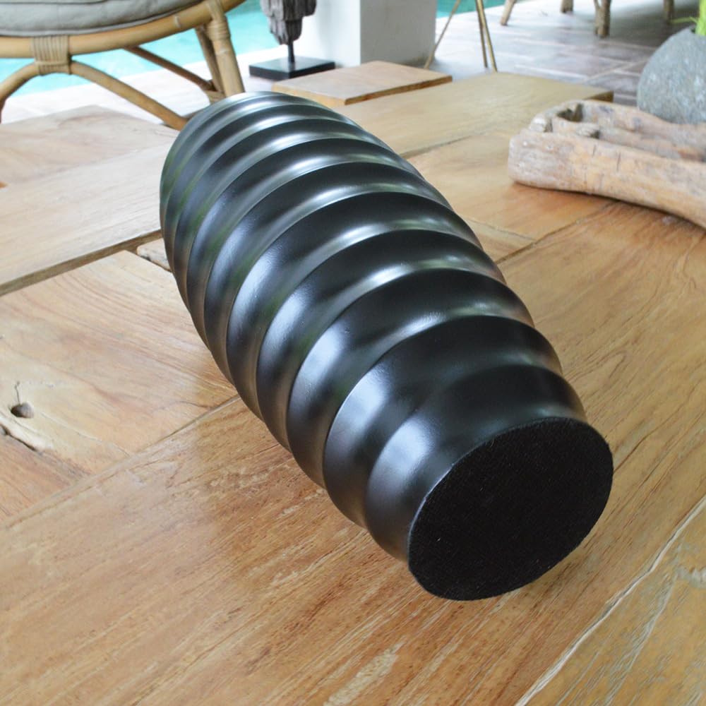 Amazon.co.jp: フラワーベース チーク 30cm 黒 D 花器 花瓶 木製 卓上