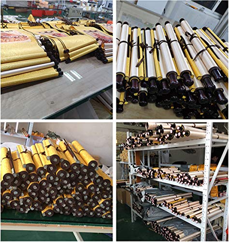 Zzooi Chinese Lucky Fengshui Painting Waterfall Golden Carps Wall Art Hanging Silk Painting Scroll,Feng Shui Decor #TOP7