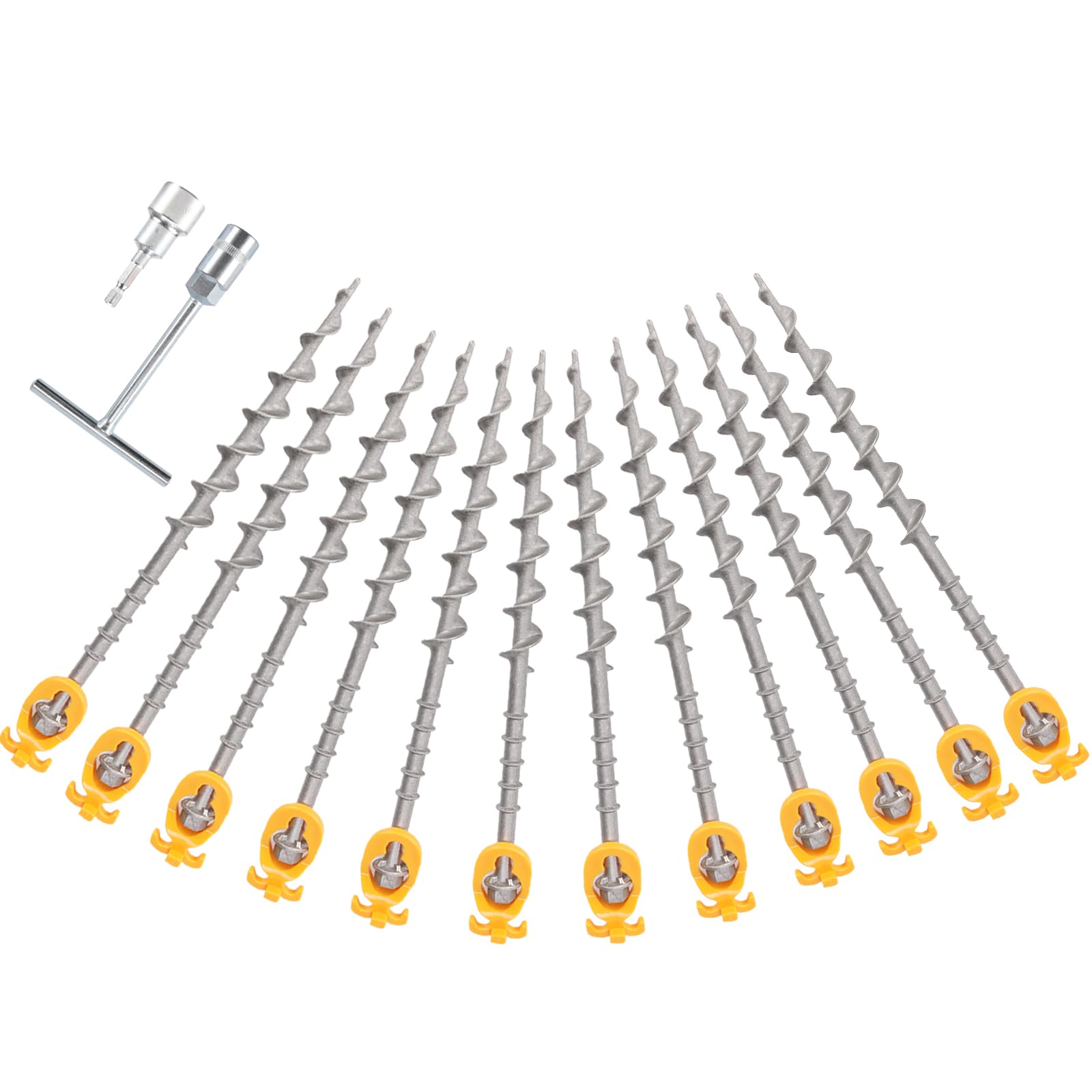 Zeltheringe aus Aluminium, zum Einschrauben, ideal für Camping, Trampoline, Schuppen, Hinterhof, Schaukel-Sets, 35,6 cm, Silbergrau, 12 Stück