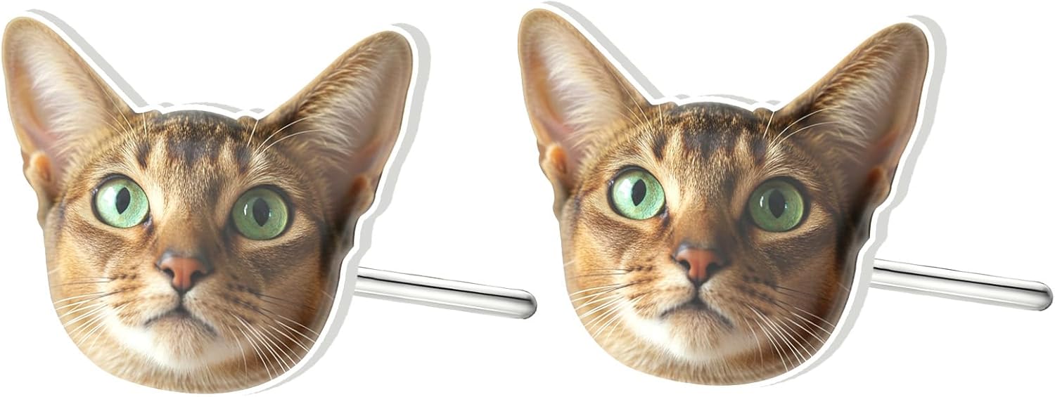 Custom Pet Face Photo Earrings for Women, Personalized S925 Sterling Silver Studs Earrings Jewelry Pet Memorial Gifts for Dogs