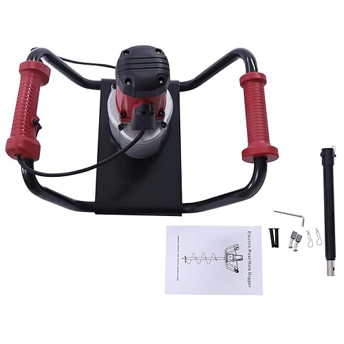 Miniatura 7 de DYRABREST Excavadora eléctrica de 1500 W con broca de taladro de 6 pulgadas taladro de tierra excavadora eléctrica para agujeros de poste excavadora