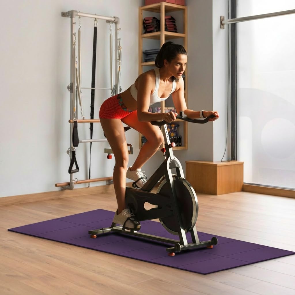 Tappetino protettivo per dispositivi sportivi, fonoassorbente, impermeabile, facile da pulire, 6 mm, in PVC, 173 x 61 x 0,6 cm, per tapis roulant, yoga, cyclette (viola)