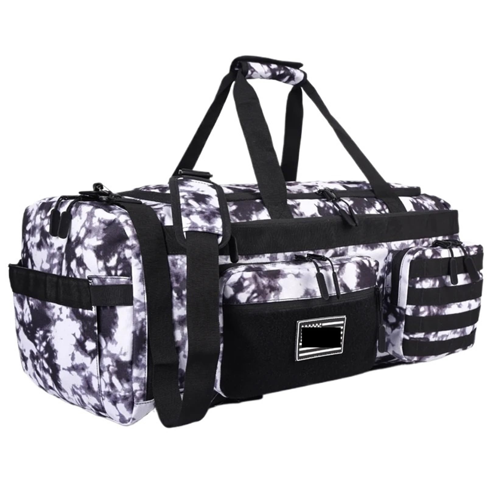 Bolsa Deporte Bolsa de Lona Viaje 3 en 1 50L for Hombre, Bolsas Deportivas Grandes for Gimnasio, Mochila con Compartimento for Zapatos y Bolsillo húmedo(Black and White)