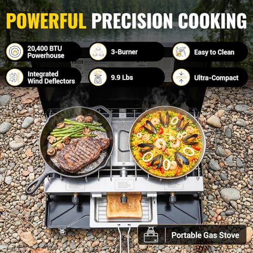 FineFlame 3-Burner Propane Camping Stove